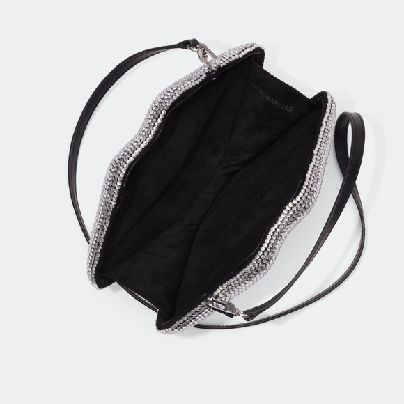 NWT $345 SIMON MILLER Crystal Lip Clutch Convertible Crossbody Kiss Clutch - Picture 3 of 10